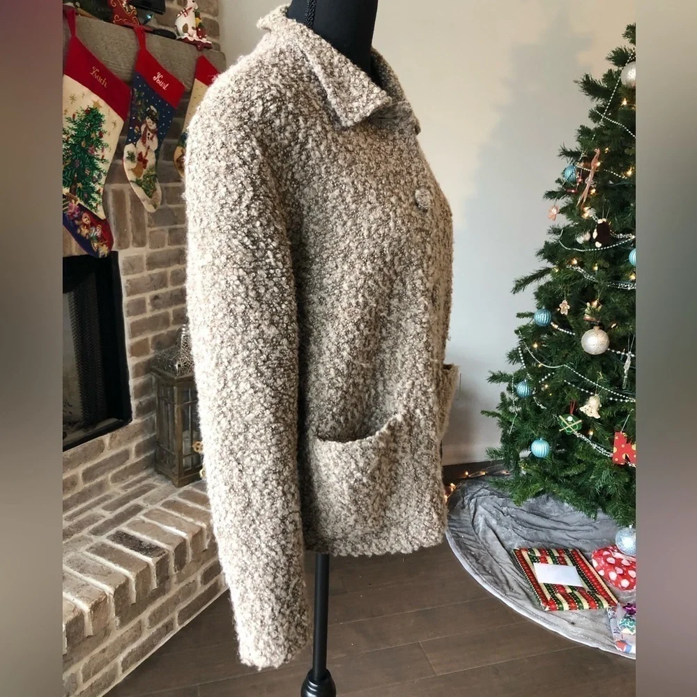 Elliott Lauren Wool Blend Tan Blazer Jacket Button Closure M Designer Neutrals - Picture 12 of 12